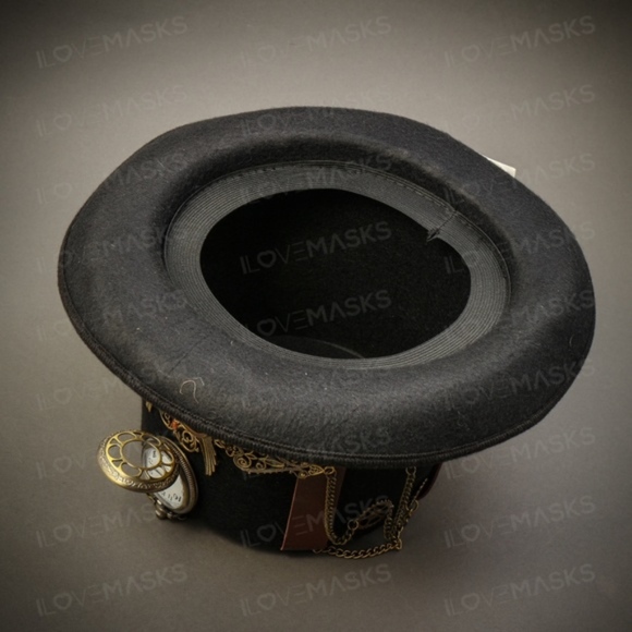 Steampunk Burning Man Top Hat with Goggles & Watch - Picture 5 of 5